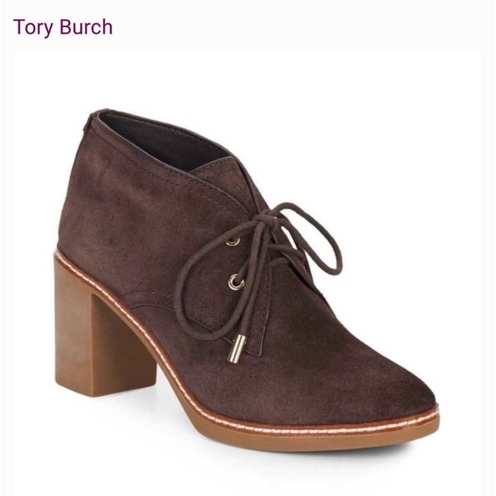 Tory Burch Brown Booties Hilary block heels Shoes size 10
